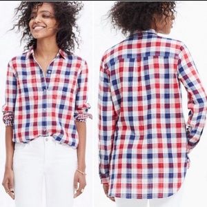 Madewell Red and Blue Plaid Button Down Shirt